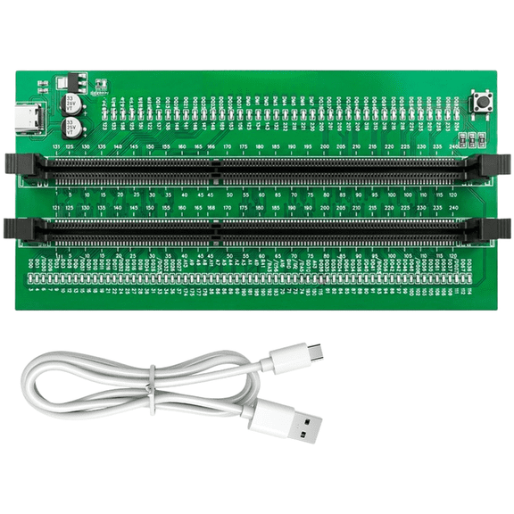 DDR3 Memory Tester Diagnostic Card With LED Indicator For Desktop PC For RAM Module Fault Detection USB Powered,Green 15X7.5cm