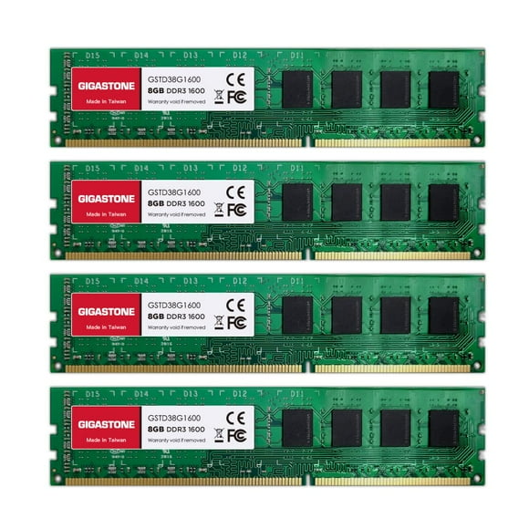 DDR3 RAM Gigastone Desktop RAM 32GB (4x8GB) DDR3 32GB DDR3-1600MHz PC3-12800 CL11 1.5V 240 Pin Unbuffered Non ECC UDIMM for PC Computer Desktop Memory Module -GS-DDR3-U1600CL11-8GB-4PK-B