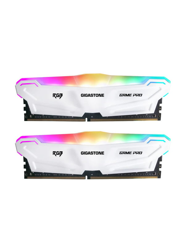 【DDR4 RAM】 Gigastone White RGB Game PRO Desktop RAM 32GB (2x16GB) DDR4 32GB DDR4-3200MHz PC4-25600 CL16 1.35V 288 Pin Unbuffered Non ECC UDIMM for PC Gaming Desktop Memory Module (Desktop ONLY)
