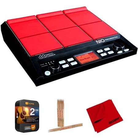 DDRUM DDNIO NIO Percussion Pad Bundle with Nylon Drumsticks (6-Pack), Microfiber Cleaning Cloth and 2 YR CPS Enhanced Protection Pack