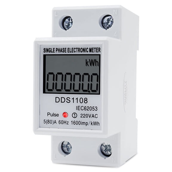 DDS1108 LCD Digital Power Din Rail Meter AC220V 80A 2P Single Phase Energy Meter