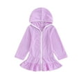 thumbnail image 1 of DDSBABAY 2T-8T Kids Girl Hoodie Dress Solid Color Ruffled Zipper Long Sleeves Beach Dress for Toddler Baby Spring Clothes, 1 of 8