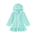 thumbnail image 1 of DDSBABAY 2T-8T Kids Girl Hoodie Dress Solid Color Ruffled Zipper Long Sleeves Beach Dress for Toddler Baby Spring Clothes, 1 of 8