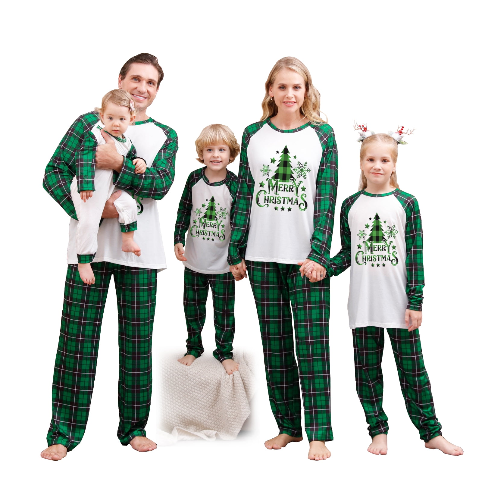 DDSBABAY Family Matching Christmas Pajamas Set, Long Sleeve Sleepwear ...