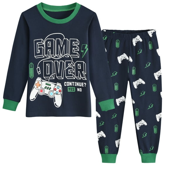 DDSOL Boy Pajamas Long Sleeves Graphic Pjs Cotton Sleepwear 2-Piece Size 6