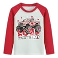 thumbnail image 1 of DDSOL Boys T-Shirts Valentines Day Truck Graphic Long Sleeves Casual Tops Red Size 8, 1 of 5