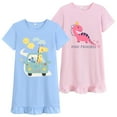 thumbnail image 1 of DDSOL Girls Nightgown Short Sleeves Dinosaur and Giraffe Sleep Dress 2-Pack Sleepwear Size 10, 1 of 8