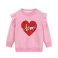thumbnail image 1 of DDSOL Girls Sweatshirt Glitter Heart Graphic Ruffle Sleeves Shirts Pink Size 7, 1 of 8