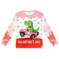 thumbnail image 1 of DDSOL Kids Valentines Day Shirts Dinosaur Graphic Long Sleeves Tops Pink Size 6, 1 of 4
