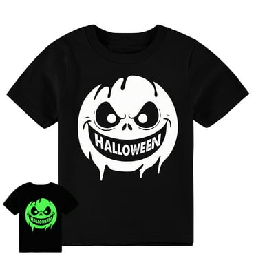 DDSOL Toddler Boy Halloween T-Shirt Glow in the Dark Graphics Short Sleeve Tops 3T