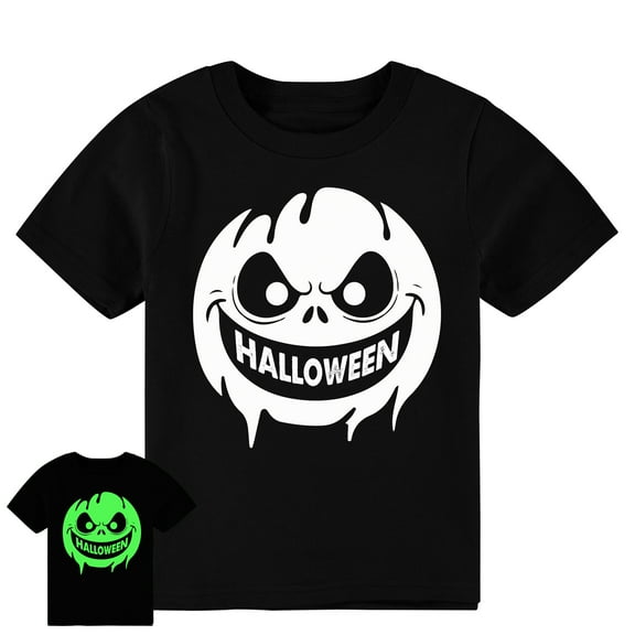 DDSOL Toddler Boy Halloween Tee Shirt Glow in the Dark Graphics Short Sleeve Tops 4T