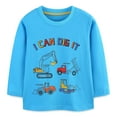 thumbnail image 1 of DDSOL Toddler Boys Graphic Tees Long Sleeves Shirts Excavator Cotton Tops Blue 4T, 1 of 7