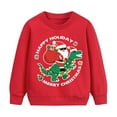 thumbnail image 1 of DDSOL Toddler Christmas Sweatshirt Santa Dinosaur Graphic Long Sleeves Top Red 4T, 1 of 6