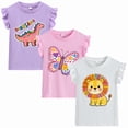 thumbnail image 1 of DDSOL Toddler Girls 3-Pack T-Shirts Sleeveless Animal Graphic Tees Cotton Tops 4T, 1 of 9