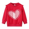 thumbnail image 1 of DDSOL Toddler Girls Sweatshirt Valentine's Day Heart Print Shirts Ruffle Tops Red 3T, 1 of 8