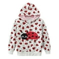 thumbnail image 1 of DDSOL Toddler Girls Zip-Up Hoodie Ladybug Graphic Lightweight Jacket 5T, 1 of 7