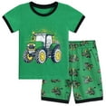 thumbnail image 1 of DDSOL Toddler Pajamas Boy Tractor Pjs Cotton Short Sleeves 2-Pieces Sleepwear Sets Green 5T, 1 of 7