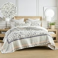 thumbnail image 1 of DDUOXIN 100% Cotton Bedspread for Queen Size Bed - 102x120 Navy Blue White Floral Reversible Oversized Quilt Bed Spread, Lightweight Elegant Vintage Quilts All Season Coverlet Bedding Set, 3 Piece, 1 of 13