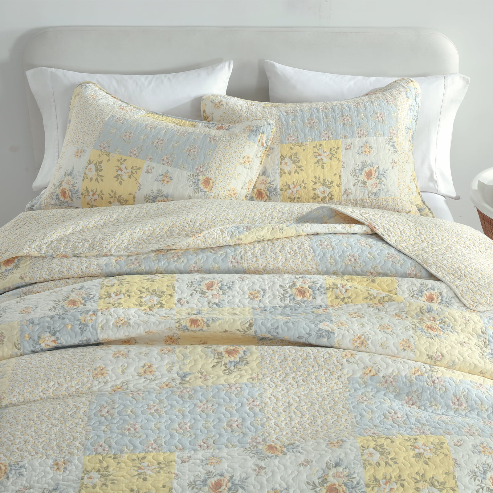 DDUOXIN 128x120 California King Size Bedspread - 100% Cotton Yellow ...