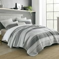 thumbnail image 1 of DDUOXIN 100% Cotton Queen Size Quilt Set, Gray/Dark Grey Striped Lightweight Simple Unisex Queen Quilt Bedspread, Farmhouse Modern Breathable Coverlet Bedding Set for All Season, 3-Piece(98"x90"), 1 of 12