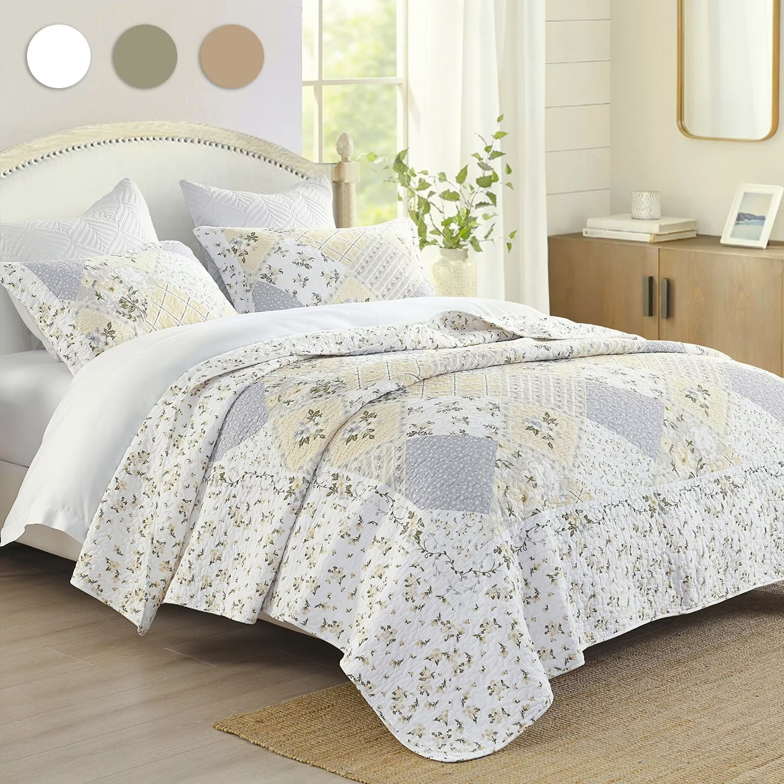 DDUOXIN 120"x120" Bedspread Set California King Size 100 Cotton