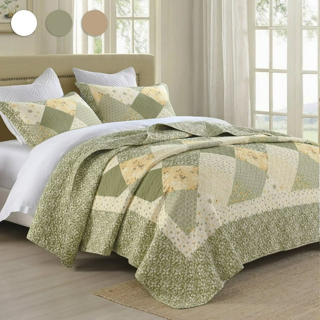 DDUOXIN 120"x120" California King Size Quilt Bedspread 100 Cotton