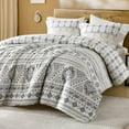 DDUOXIN Bohemian Queen Size Comforter Set 100 Cotton White & Borwn & Charcoal Gray Geometric