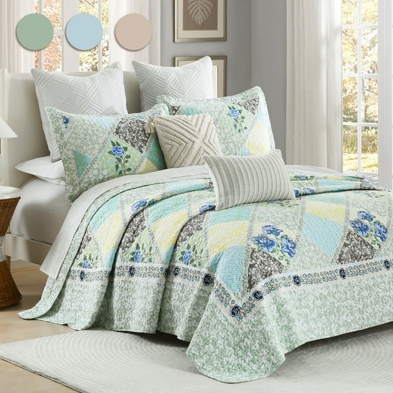DDUOXIN Farmhouse Multicolor Cotton Quilt, Queen - Reversible
