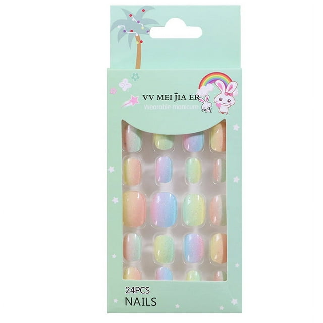 DDWD 24 PCs boxed bear printing manicure big children wear nail