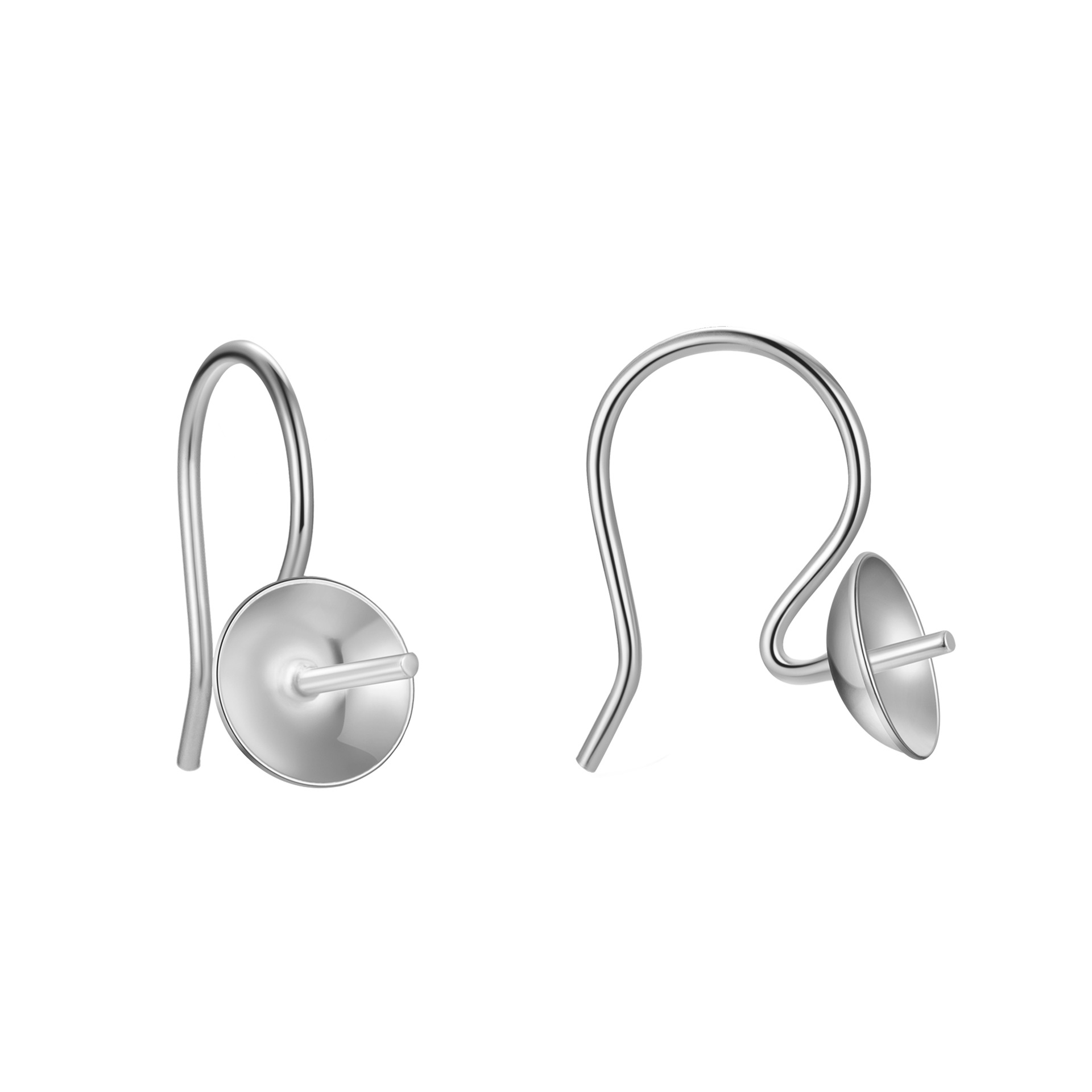 DDWD S925 Silver Pearl Gemstone Tray Ear HooK Beads Empty Support DIY