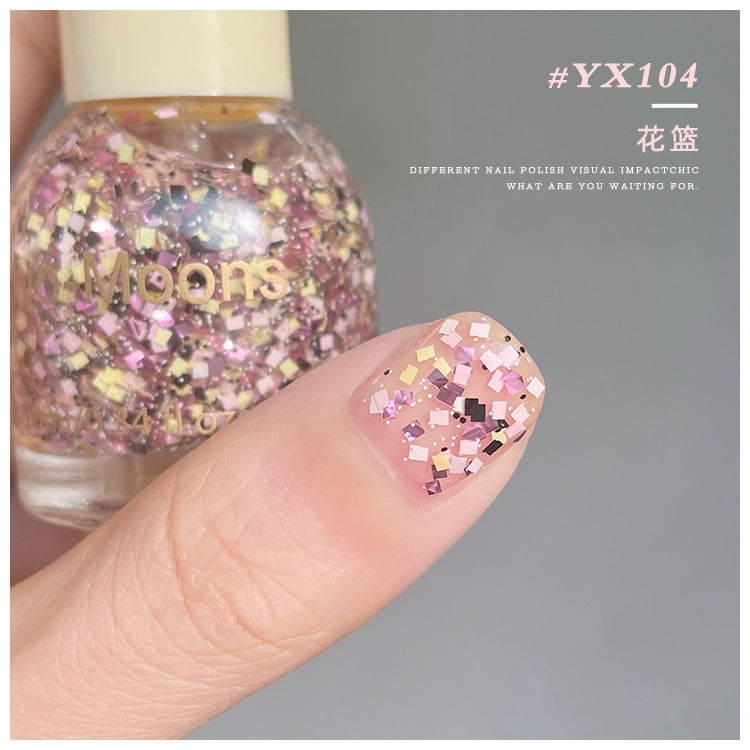 DDWD TwoMoons Popular in Spring and Summer White Sequin Granular Nail