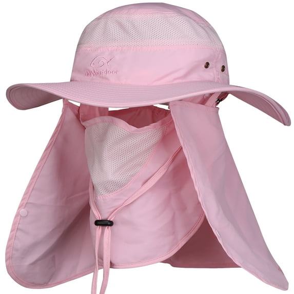 DDYOUTDOOR Summer Outdoor Gardening Sun Protection Fishing Cap Neck Face Flap Hat Pink