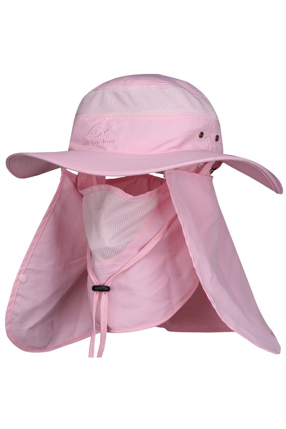 Summer Outdoor Gardening Sun Protection Fishing Cap Neck Face Flap Hat Pink