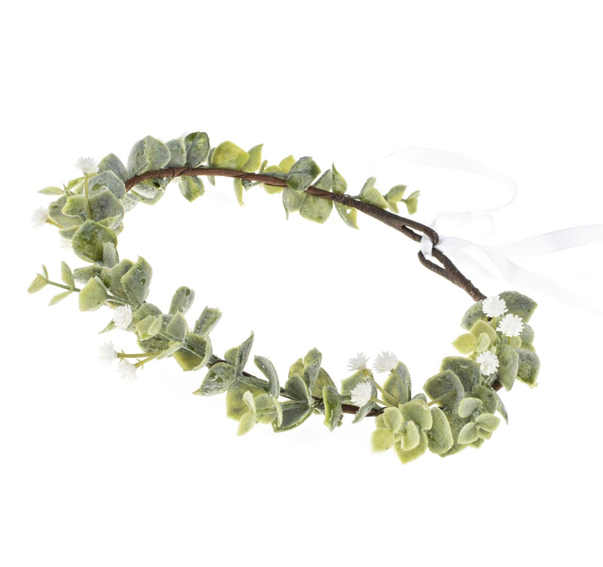 DDazzling Green Leaf Floral Crown Eucalyptus Flower Women Girls