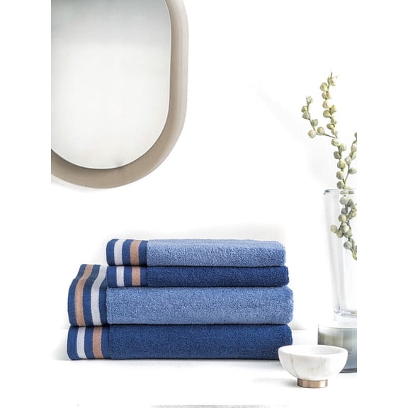 DDecor Gifting Towel Set (2 Bath + 2 Hand Towels) | 100% Pure Cotton 500 GSM | Soft Absorbent & Quick-Dry | Perfect Gift Set | Zest Collection | 75x150 CM + 40x60 CM | Blue