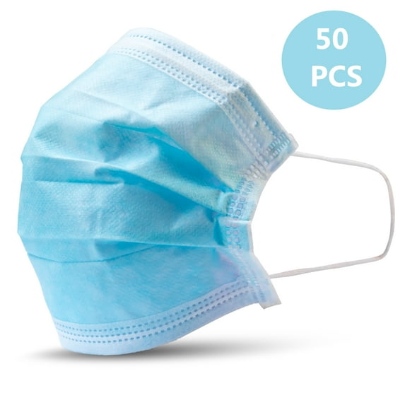 DE 50 Face Masks Non-Woven Ear Loop Breathable Disposable 3 Ply Face Masks 50-Pack