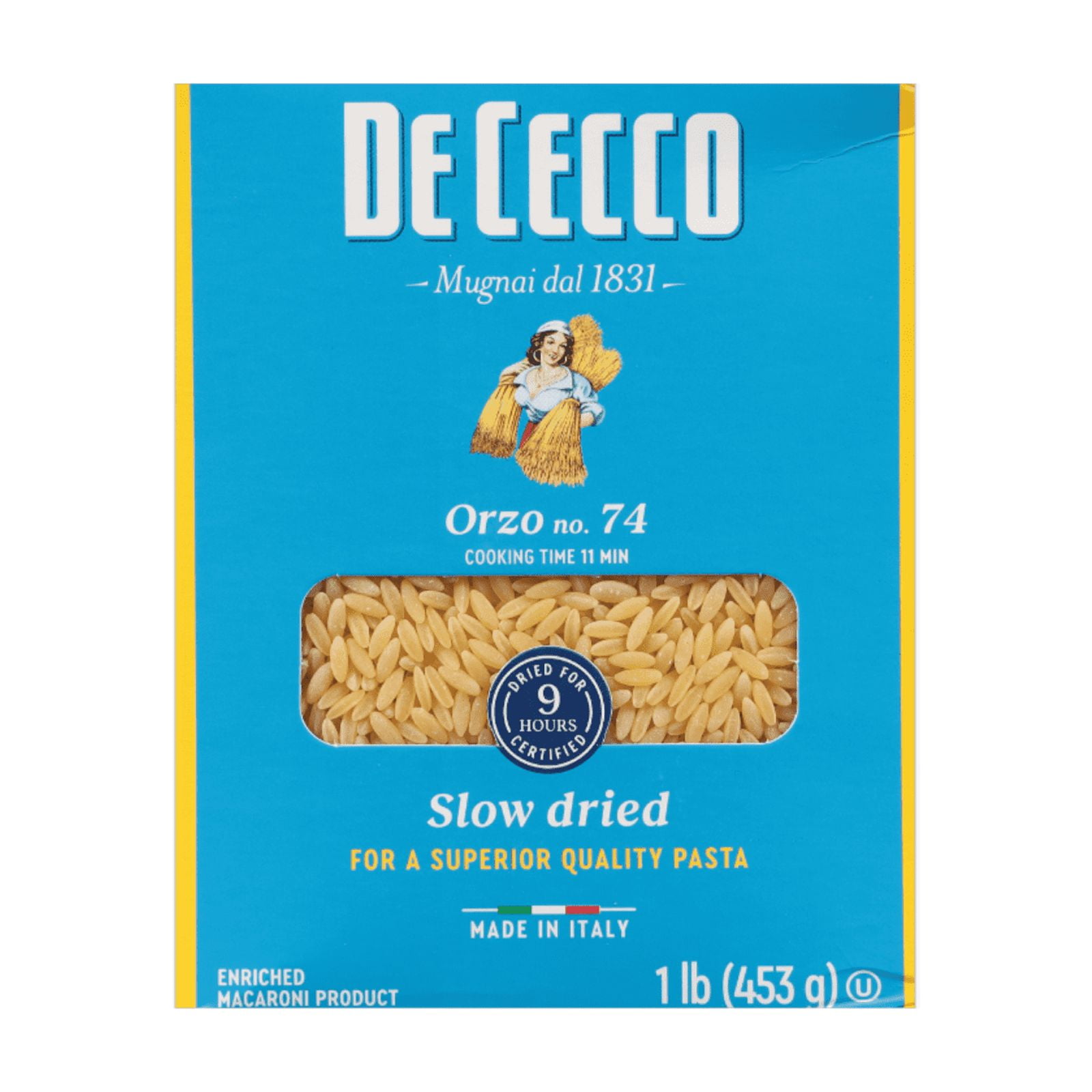 De Cecco Pasta Orzo, 16 oz – Contains Wheat, Free from Dairy, Eggs, and Nuts