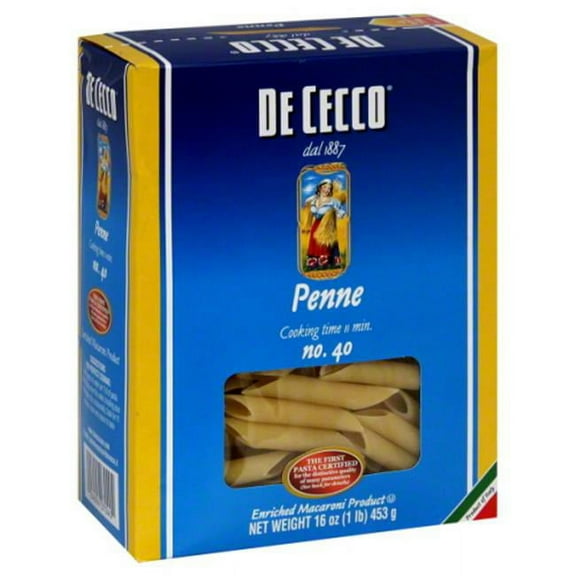 DE CECCO PASTA PENNE LISCE-16 OZ -Pack of 12