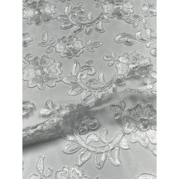 DE JENEIRO Lace Fabric, 54 Inch. in Width, White / Sample 3x3 Inch