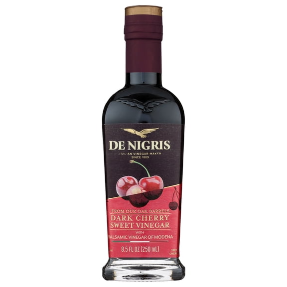 DE NIGRIS Dark Cherry Sweet Vinegar With Balsamic Vinegar Of Modena, 8.5 fl oz