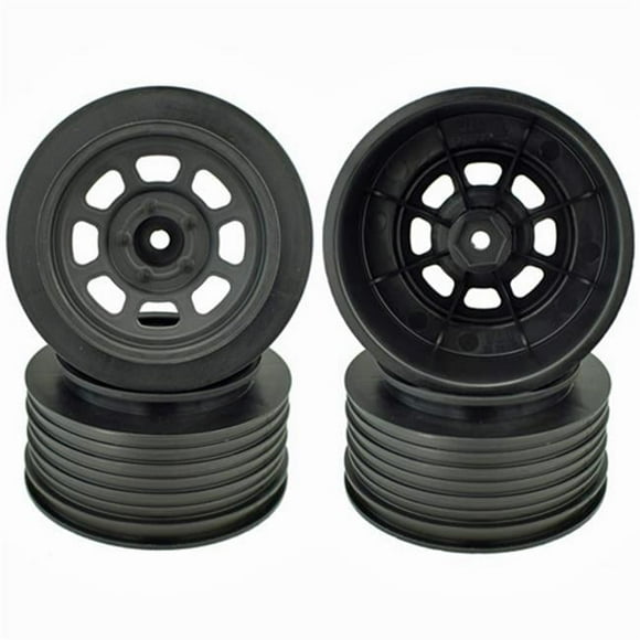 DE Racing DERDS4FB 19 mm Speedway Short Course Wheels for Traxxas Slash Front - Black - 4 Piece