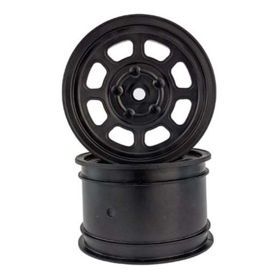 DE Racing DERDSBARB Speedway Buggy Wheels for Associated B6-TLR 22 & Rear, Black - Set of 4