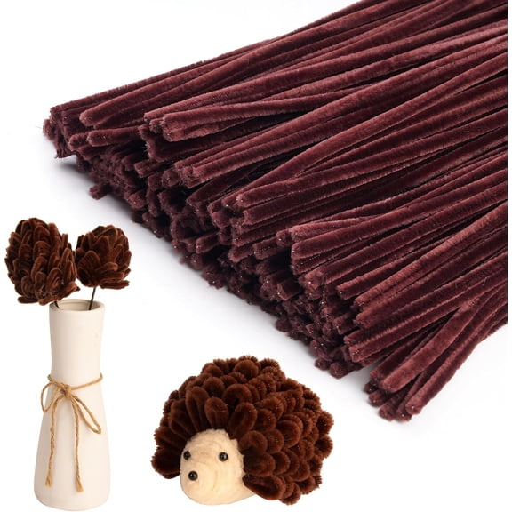 DEA 200 Pieces Brown Pipe Cleaners Craft Chenille Stems for DIY Art Creative Crafts Party Decorations (12 Inch x 6 mm)