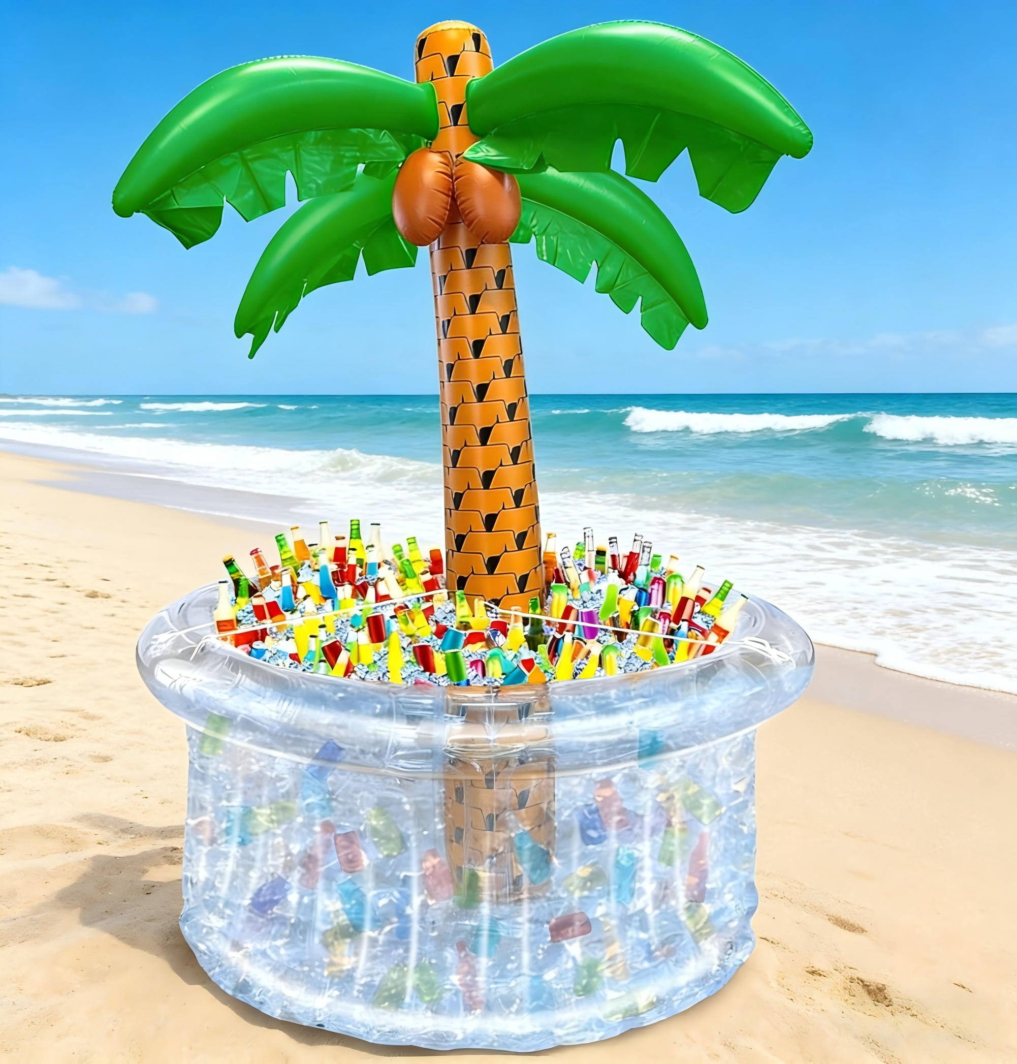 DEA  72" Inflatable Palm Tree Cooler, 200+ Drinks Super Large Capacity, Pool Party Decoration, Luau Party Decor, Beach Hawaiian Birthday Party Supplies Tropical Themed Summer Outdoor Drink Cooler