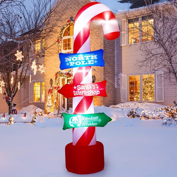 DEA 8FT Christmas Inflatables Candy Canes Outdoor Yard Decorations, Xmas Blow Up Candy Canes with Rotating LED Lights,Winter Outside Decor for Holiday Christmas Party Garden