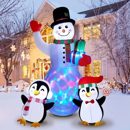 DEA 8ft Christmas Inflatables Outdoor Christmas Decorations, Inflatable Snowman Penguin Blow Up Yard Decorations with Rotating LED Lights for Yard Garden Lawn Xmas Holiday Decor