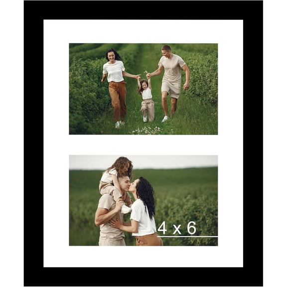 DEA 8x10 Picture Frame, 4x6 Collage Photo Frame, Display 2 Pcs 4x6 Photos or 8x10 Picture, Two Opening 4x6 Frame Collage for Wall Hanging or Tabletop, Lightweight 4 x 6 Double Picture Frame, Black