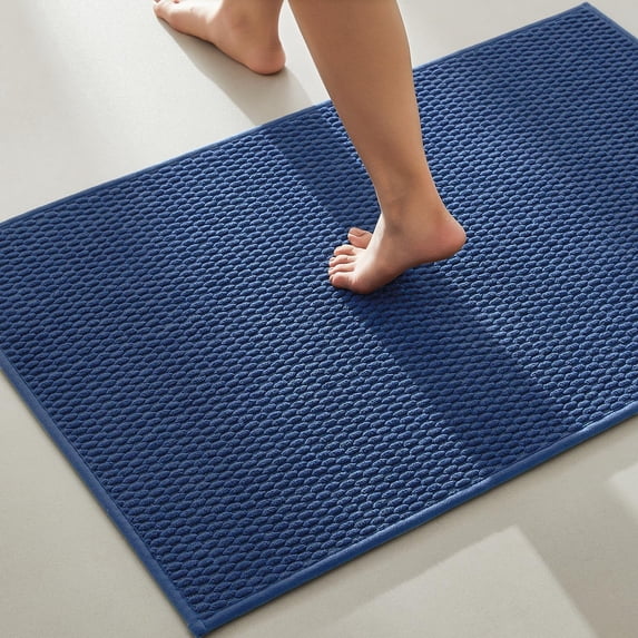 DEA Bathroom Rugs Non Slip Washable, Super Absorbent Thin Bath Mat Quick Dry Low Pile Bathroom Rug, Navy Blue 24"x36"