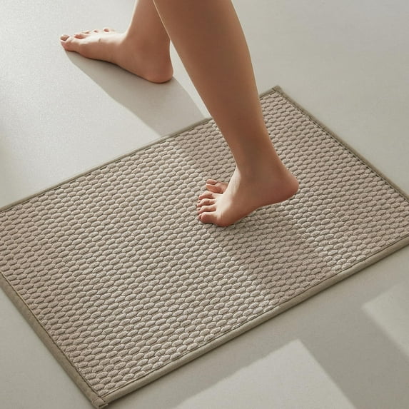 DEA Bathroom Rugs Non Slip Washable, Super Absorbent Thin Bath Mat Small Quick Dry Low Pile Bathroom Rug, Beige 16"x24"