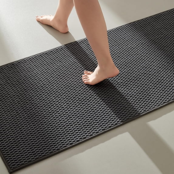DEA Bathroom Runner Rugs, Long Bath Mat Runner Washable Thin Quick Dry Low Pile Bathroom Runner Rugs Non Slip, Dark Grey 16"x60"
